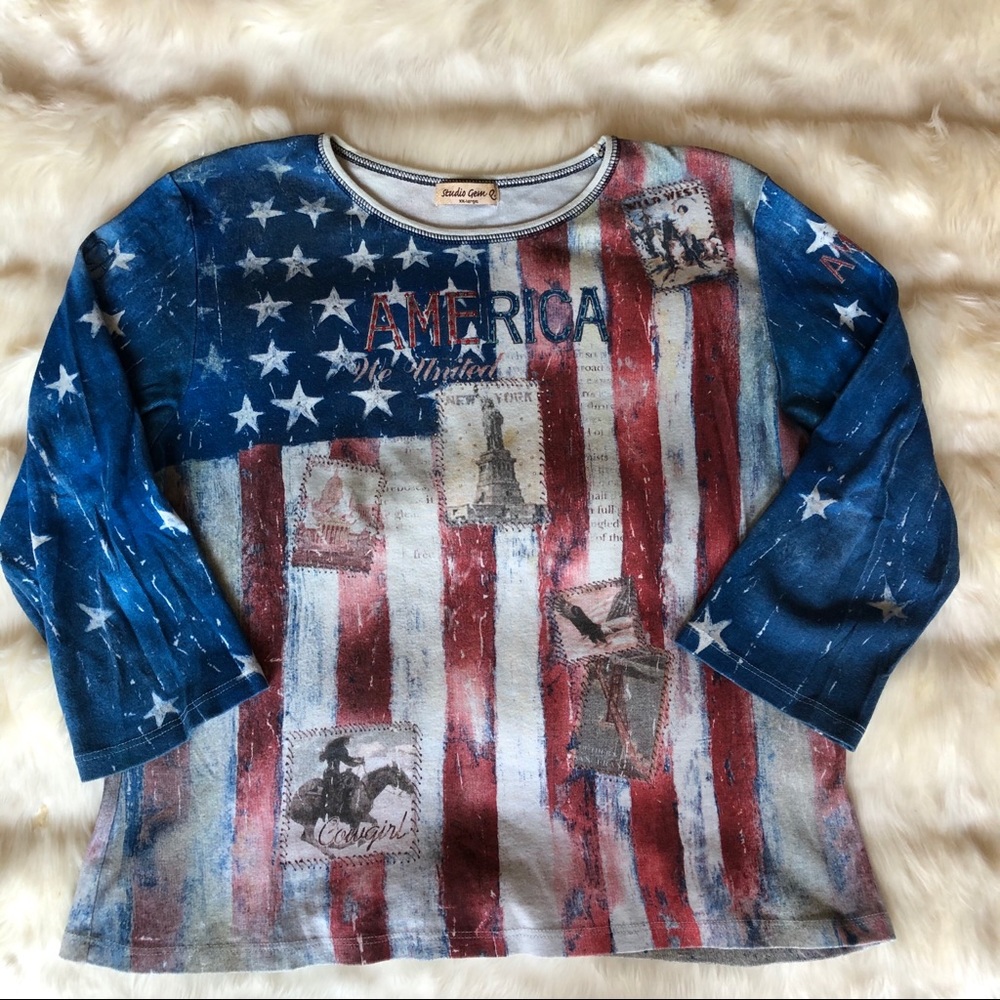 Studio Gem Patriotic Tee With Postal Stamp Design